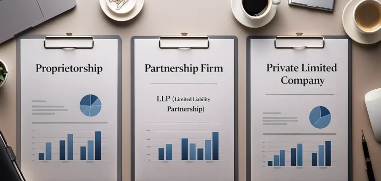 Proprietorship vs Partnership vs LLP vs Pvt Ltd Guide